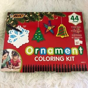 Bic Ornament Coloring Kit NIP felt pens colored pencils art crafts